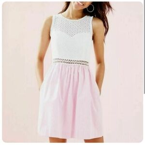 Lilly Pulitzer Alivia Dress Havana Pink Yarn Dye Seersucker Size 2 $228 retail